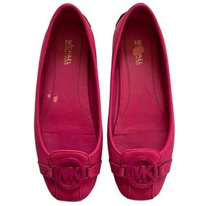 Women’s Michael Kors Fulton Faux Saffiano Leather Magenta Pink Moccasin Size 6